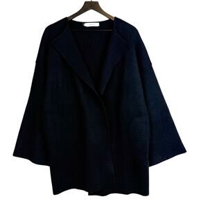 Chan Luu Wool Cashmere Oversized Open Cardigan Wrap Sweater Black - One Size